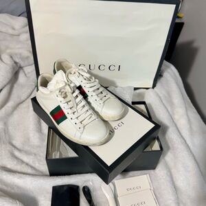 Gucci Ace White Leather Sneakers Size 36